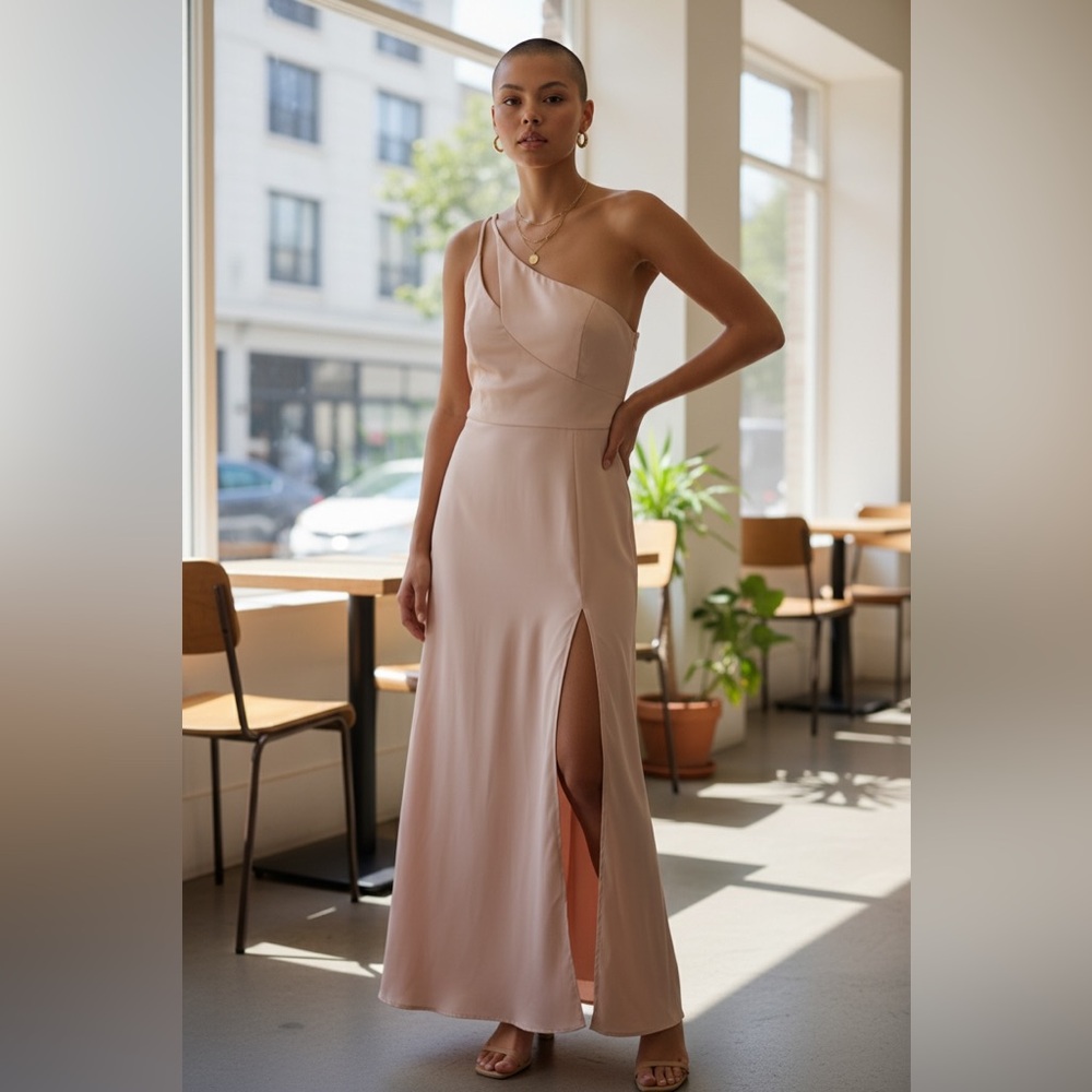 Lulu's Blush One-Shoulder Dress size M